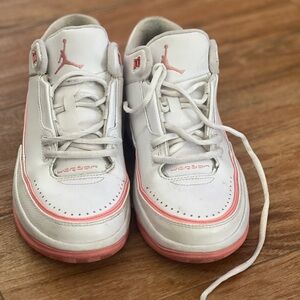 White and Pink Air Jordan Sneakers Size Youth 6.5